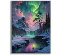 Diamond Art Kits for Adults, Aurora DIY 5D Diamond Painting for Beginners | 12x16 Inch, Full Drill Round Dots, Snowy Mountains Gem Art Craft Kits, Home Wall Decor, Stress Relief Relaxing Hobby Gift