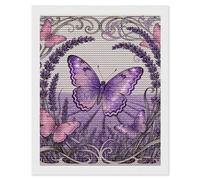 Diamond Art Kits for Adults Beginners Butterfly Lavender Spike Diamond Painting Kit 5D DIY Full Round Drill Diamonds Dots Gem Art And Crafts Paint by Numbers Office Home Wall Decor Gift 16x20