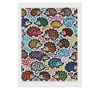 Diamond Art Kits for Adults Beginners Little Hedgehog Graffiti Diamond Painting Kit 5D DIY Full Round Drill Diamonds Dots Gem Art And Crafts Paint by Numbers Office Home Wall Decor Gift 12x16