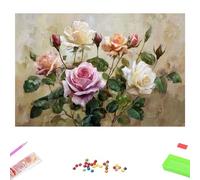 Diamond Art Kits for Adults - Flower & Retro - 40x50cm 5D Full Drill DIY Diamond Painting for Home Decor, Crystal Rhinestone Craft for Relaxation & Stress Relief, Creative Gift for Women/Men 1Z-1077