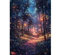 Diamond Art Kits for Adults, Forest Diamond Painting Kits Adults, 5D Night Full Drill Crystal Art Painting, DIY Cross Stitch Embroidery Crafts Paint by Numbers, for Home Wall Decoration 40x50cm A-11