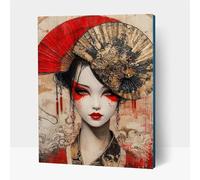 Diamond Art Kits for Adults Geisha Diamond Painting Kit, Full Drill Japanese Woman Paint by Numbers for Adults, Crystal Art Rhinestone Cross Stitch Embroidery Kit, for Home Decor 16x22Inch JXL1-2904