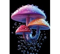 Diamond Art Kits for Adults, Mushroom Diamond Painting Kits Adults, 5D Color Full Drill Crystal Art Painting, DIY Cross Stitch Embroidery Crafts Paint by Numbers, for Home Wall Decoration 60x80cm A-17