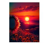 Diamond Art Kits for Adults,Red Sun 5D Square Diamond Painting Kits,DIY Full Drill Crystal Rhinestone Canvas Embroidery Picture for Home Decor Gift(45x65cm)