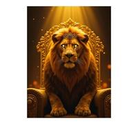 Diamond Art Kits for Adults - Regal Lion On Golden Throne Diamond Painting Kits for Adults Beginner, 12x16 in Frameless Diamond Painting Kit for Home Wall Decor