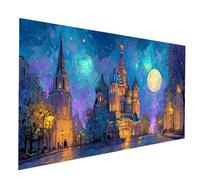 Diamond Art Kits for Adults St. Basil'S Cathedral Diamond Painting Kit, Full Drill Moon Paint by Numbers for Adults, Crystal Rhinestone Cross Stitch Embroidery Kit 32x64In Wall Art Home Decor JXL-8727