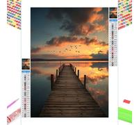 Diamond Art Kits for Adults - Sunset & Bridge - 35x45cm 5D Full Drill DIY Diamond Painting for Home Decor, Crystal Rhinestone Craft for Relaxation & Stress Relief, Creative Gift for Women/Men 1Z-596