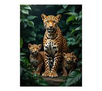 Diamond Art Kits for Adults - Tiger Family in Lush Jungle Diamond Painting Kits for Adults Beginner, 12x16 in Frameless Diamond Painting Kit for Home Wall Decor