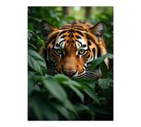 Diamond Art Kits for Adults - Tiger Lurking Through Greenery Diamond Painting Kits for Adults Beginner, Frameless Diamond Painting Craft for Home Wall Decor