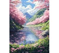 Diamond Art Kits Full Drill Adults, Flower Lake Children's Diamond Painting Set, DIY Full Drill Crystal Embroidery Craft Gifts, Improve Children's Hands-On Ability, for Home Wall Decor 60x80cm A-803