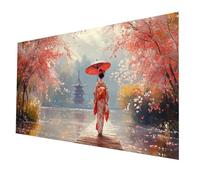 Diamond Art Kits Japanese Geisha Diamond Painting 56x28in, Woman Paint by Numbers with Rhinestones on Canvas, Cross Stitch Embroidery Colorful Gem Art and Crafts for Adults As Room Decor model-1021