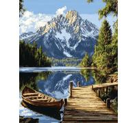 Diamond Art Kits, Mountain and Lake Scenery Diamond Painting Kits, Cross Stitch Full Drill Shiny Diamond Embroidery Pictures Arts Craft for Home Wall Decor 40x50cm