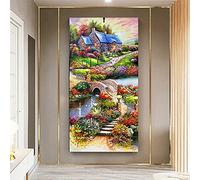 Diamond Art Kits River Flower Landscape,Large DIY 5D Diamond Painting,Full Drill Diamond Painting Kits for Adults Kids,Crystal Rhinestone Embroidery Craft Paintings,Home Wall Decor 90x180cm/35x71in
