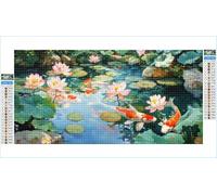 Diamond Art Koi Diamond Painting Lotus Crystal Art Kits for Adults, 5D DIY Cross Stitch Canvas Embroidery with Full Accessories Mosaic Crafts Pictures for Home Decor, Gifts for Women 30x60cm G1-439