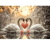 Diamond Art Lake Diamond Painting Kits for Adults, 5D Love Crystal Art Crafts for Adults Gem Paintings, DIY Full Drill Cross Stitch Pictures Embroidery Kit for Home Wall Decor Gifts 30x45cm X-219