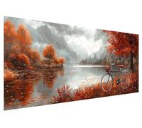 Diamond Art Landscape, 130x50cm Large Diamond Painting Kit, 5D DIY Autumn Dimond Painting Kits for Adults, Rhinestones Dimond Art Supplies for Adults, Crystal Arts Kits for Room Christmas Decor F-52