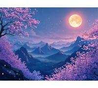 Diamond Art Landscape 5D Diamond Painting Kit Moon DIY Round Full Drill Dimond Art for Adults Kids Paint by Numbers, Rhinestone Embroidery Canvas Painting for Home Room Decor Gifts 10x15cm L-701