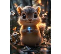 Diamond Art Landscape 5D Diamond Painting Kit Squirrel DIY Round Full Drill Dimond Art for Adults Kids Paint by Numbers, Rhinestone Embroidery Canvas Painting for Home Room Decor Gifts 40x50cm L-536