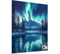 Diamond Art Landscape 5D Diamond Painting Kits for Adults Kids Aurora DIY Full Drill Crystal Art Kits, Gem Arts and Crafts for Adults Beginner Dimond Crystal Painting Gifts for Women 80x110cm D-28