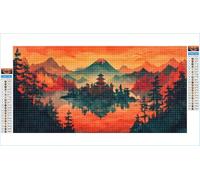 Diamond Art Landscape Diamond Painting Retro Crystal Art Kits for Adults, 5D DIY Cross Stitch Canvas Embroidery with Full Accessories Mosaic Crafts Pictures, Home Wall Decor Gifts 80x160cm G1-122