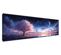 Diamond Art Landscape Diamond Painting Star Crystal Art Kits for Adults Full Drill Round Dots Rhinestone Cross Stitch Pictures, DIY Mosaic Kits Paintings for Room Decor 35.43 x 11.81 inches G2-466