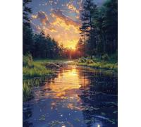 Diamond Art Landscape, DIY Diamond Painting Sunrise, Square Dimond Crystal Art Kits for Adults, Beginner 5D Full Drill Paintings Kits, Crafts for Adults for Decor Gifts 12 x 16 Inch - FZ2509152