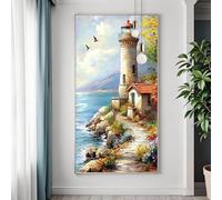 Diamond Art Landscape Large Diamond Painting Kits for Adults Ocean, 5D Crystal Art Kits for Adults, DIY Square Drill Crystal Embroidery Cross Stitch Mosaic Painting, Room Decor Gifts 90x180 cm W-7