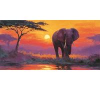 Diamond Art Large/5D Diamond Painting Kits for Adults Elephant Full Drill Round Dots Sequin Art Diamond Animal DIY Kits Pictures for Wall Decor Home Office Decoration （10x20in） Without Frame J0K-718
