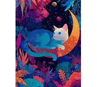 Diamond Art Leaf Diamond Painting 60x80cm Cat Square Full Drill Crystal Art Kits 5D DIY Canvas Sequin Arts and Crafts for Adults Accessories Paint by Numbers Beginner and Kids for Wall Decor S-571
