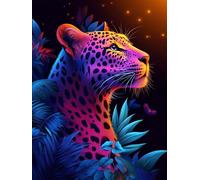 Diamond Art Leopard Diamond Painting Kits for Adults Plant, 5D Dimond Painting Full Kits for Adults, DIY Full Drill Crystal Art and Crafts for Adulte, Home Wall Room Decor Women 60x80cm, Model 730