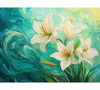 Diamond Art Lily Diamond Painting Simple 30 x 40 cm Large Crystal Art Kits, 5D DIY Full Drill Rhinestone Embroidery Craft Kits for Adults UK, Mosaic Canvas Painting Pictures for Home Wall Decor N6-6