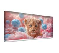 Diamond Art Lion Cute Diamond Painting Kits for Adults, DIY Full Drill Crystal Embroidery Cross Stitch Kits, Mosaic Kit for Adults, 5D Dimond Painting for Beginners for Room Decor 60x90 cm 0Z-774