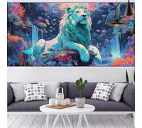 Diamond Art Lion Diamond Painting Kits Adults Ocean,DIY 5D Rhinestone Crystal Mosaic Digital Painting Cross Stitch Crystal Embroidery Canvas Art Kits Children Beginner,Decor Gifts Women 28x56in CQ-286