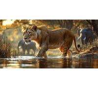 Diamond Art lion Diamond Painting Kits for Adults Large elephant, 5d Full Drill Craft Gifts Women, Diy Cross Stitch Pictures Embroidery, Gem Crystal Canvas Art Kits for Beginner Decor 25x50cm J0P-815