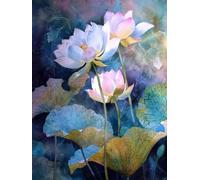 Diamond Art Lotus Diamond Painting 35x45cm Retro Square Full Drill Crystal Art Kits 5D DIY Canvas Sequin Arts and Crafts for Adults Accessories Paint by Numbers Beginner and Kids for Wall Decor S-15