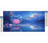 Diamond Art Lotus Diamond Painting Mountain Crystal Art Kits for Adults, 5D DIY Cross Stitch Canvas Embroidery with Full Accessories Mosaic Crafts Pictures, Home Decor, Gifts for Women 35x70cm G1-490