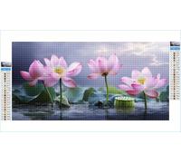 Diamond Art Lotus Diamond Painting Simple Crystal Art Kits for Adults, 5D DIY Cross Stitch Canvas Embroidery with Full Accessories Mosaic Crafts Pictures for Home Decor, Gifts for Women 40x80cm G1-488