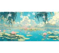 Diamond Art Lotus Diamond Painting Willow Dimond Art for Adults Beginner, 5D DIY Round Drill Hobbies for Adults Women, Embroidery Cross Stitch Gem Arts Crafts Kits for Home Wall Decor 50x100cm G6-453