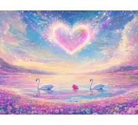 Diamond Art Love Diamond Painting Kits for Adults, 5D DIY Swan Full Drill Cross Stitch Sequin Gem Art Paintings, Painting by Numbers Arts and Crafts Pictures for Home Wall Decor 24x36 inch W-9863