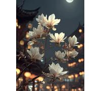 Diamond Art Magnolia Diamond Painting 100x135cm Moon Square Full Drill Crystal Art Kits 5D DIY Canvas Sequin Arts and Crafts for Adults Accessories Paint by Numbers for Wall Decor Gifts for Women S-5