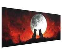 Diamond Art Moon, 130x50cm Large Diamond Painting Kit, 5D DIY Wolf Dimond Painting Kits for Adults, Rhinestones Dimond Art Supplies for Adults, Crystal Arts Kits for Room Christmas Decor Gifts H-26