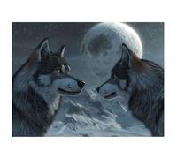 Diamond Art Moon, 5D Diamond Painting Kits for Adults, Wolf Crystal Embroidery Cross Stitch Kits Full Round Drill 20x24 inch/50x60cm, DIY Gem Painting Handicraft for Home Decoration Gift, z@2325