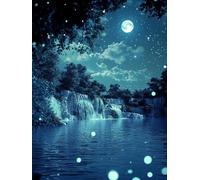 Diamond Art Moon Diamond Painting Kits for Adults, 5D DIY Fall Full Drill Cross Stitch Sequin Gem Art Paintings, Painting by Numbers Arts and Crafts Pictures for Home Wall Decor 16x20 inch W-3799