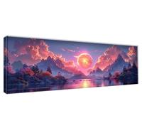 Diamond Art Moon Diamond Painting Landscape Dimond Art Kits Adults, DIY Full Square Drill Crystal Rhinestone Gem Arts Crafts for Beginners, Embroidery Cross Stitch Kits, Home Decoration 60x20cm 0R-608