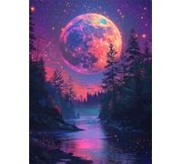 Diamond Art Moon Diamond Painting Starry Sky Crystal Art Kits for Adults, DIY 5D Full Drill Cross Stitch Arts Crafts Pictures, Embroidery Kit for Kids, Home Wall Decor, Gifts for Women 50x70cm G-1488