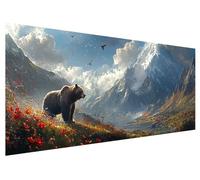 Diamond Art Mountain, 130x50cm Large Diamond Painting Kit, 5D DIY Bear Dimond Painting Kits for Adults, Rhinestones Dimond Art Supplies for Adults, Crystal Arts Kits for Room Christmas Decor J-40