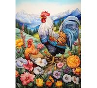 Diamond Art Mountain Diamond Painting Chicken Crystal Art Kits for Adults, DIY 5D Full Drill Cross Stitch Arts Crafts Pictures, Embroidery Kit for Kids, Home Wall Decor, Gifts for Women 20x30cm G-1410