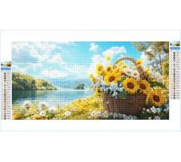Diamond Art Mountain Diamond Painting SunFlowers Crystal Art Kits for Adults, 5D DIY Cross Stitch Canvas Embroidery with Full Accessories Mosaic Crafts Pictures, Home Wall Decor Gifts 80x160cm G1-846