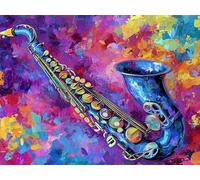 Diamond Art Music, Musical Instruments Diamond Painting Kits for Beginner, 5D DIY Full Round Dimond Art Kits for Adults, Crystal Arts Cross Embroidery Kit for Home Room Wall Decor 14x20inch, Model509