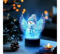 Diamond Art Night Light, Diamond Painting Desktop Ornaments for Adults, Gem Art Touch Lamp for Living Room Bedrooms, Desktop Bedside Luminous Ornaments Decorate (Snowman)